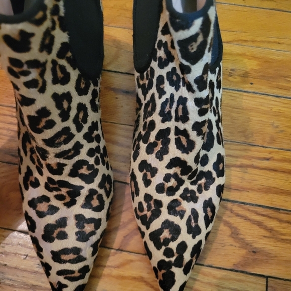 Zara Calf hair Leopard Cheetah print ankle pull on Bootie Boho Western Cowboy - Picture 10 of 10